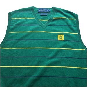 Polo Golf Ralph Lauren Men's Large 100% Merino Wool Sweater‎ Vest "The Ace Club"